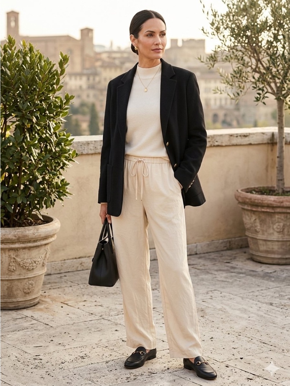 Silk Pull on Pants Size Medium
